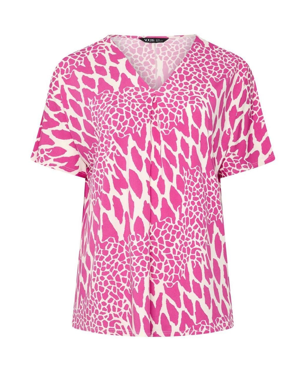 Yours Pink Abstract Pleat Front Top