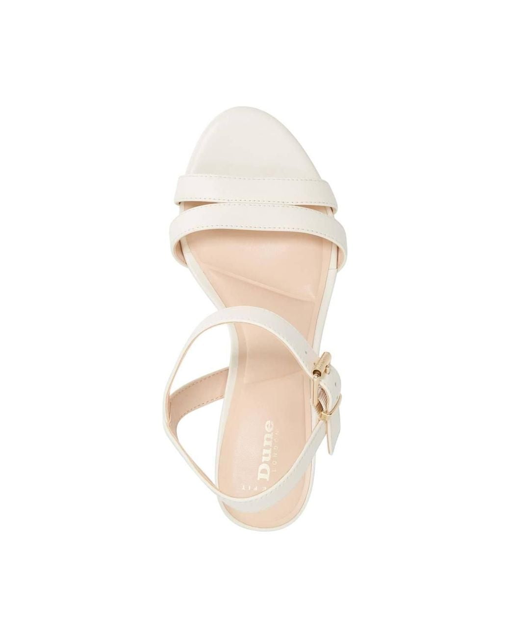 Dune White Wide Fit 'Merisa' Leather Sandals