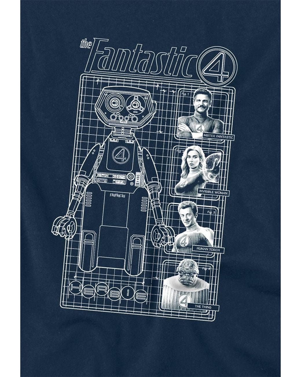 Marvel Fantastic Four First Family & Herbie Blueprint Long Sleeve T-Shirt