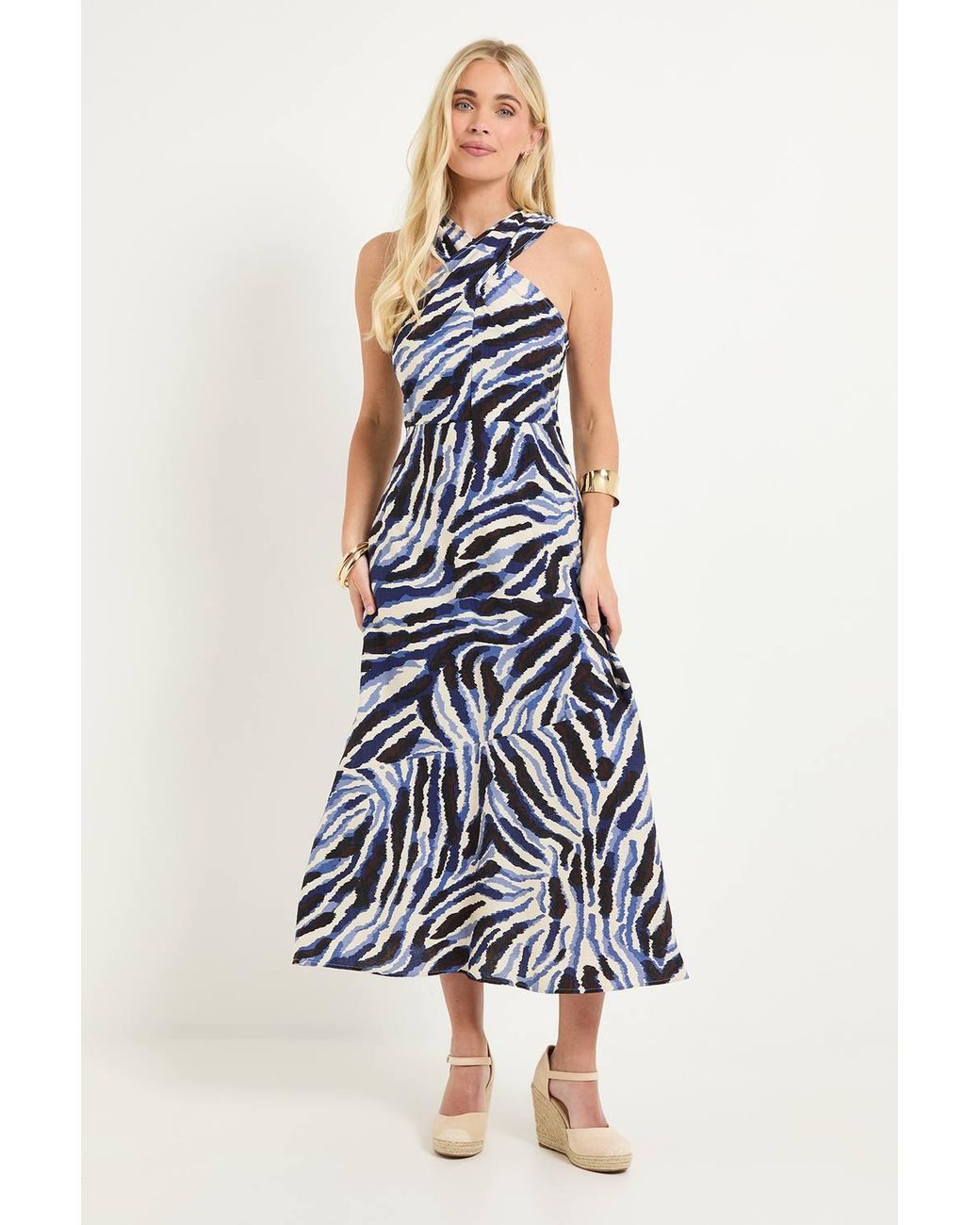 Wallis White Petite Abstract Twist Neck Maxi Dress