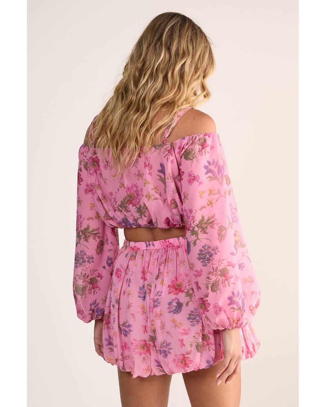 Nasty Gal Pink Floral Bubble Hem Bloomer Shorts