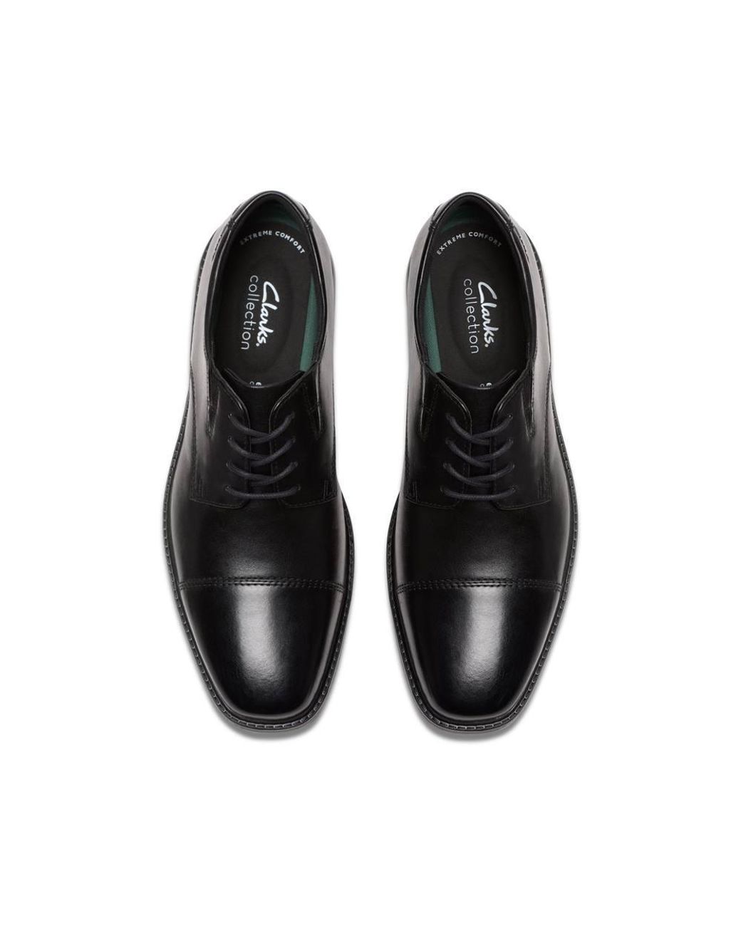 Clarks Black Cosgrove Cap Leather Derby Shoes, Lace Up for men