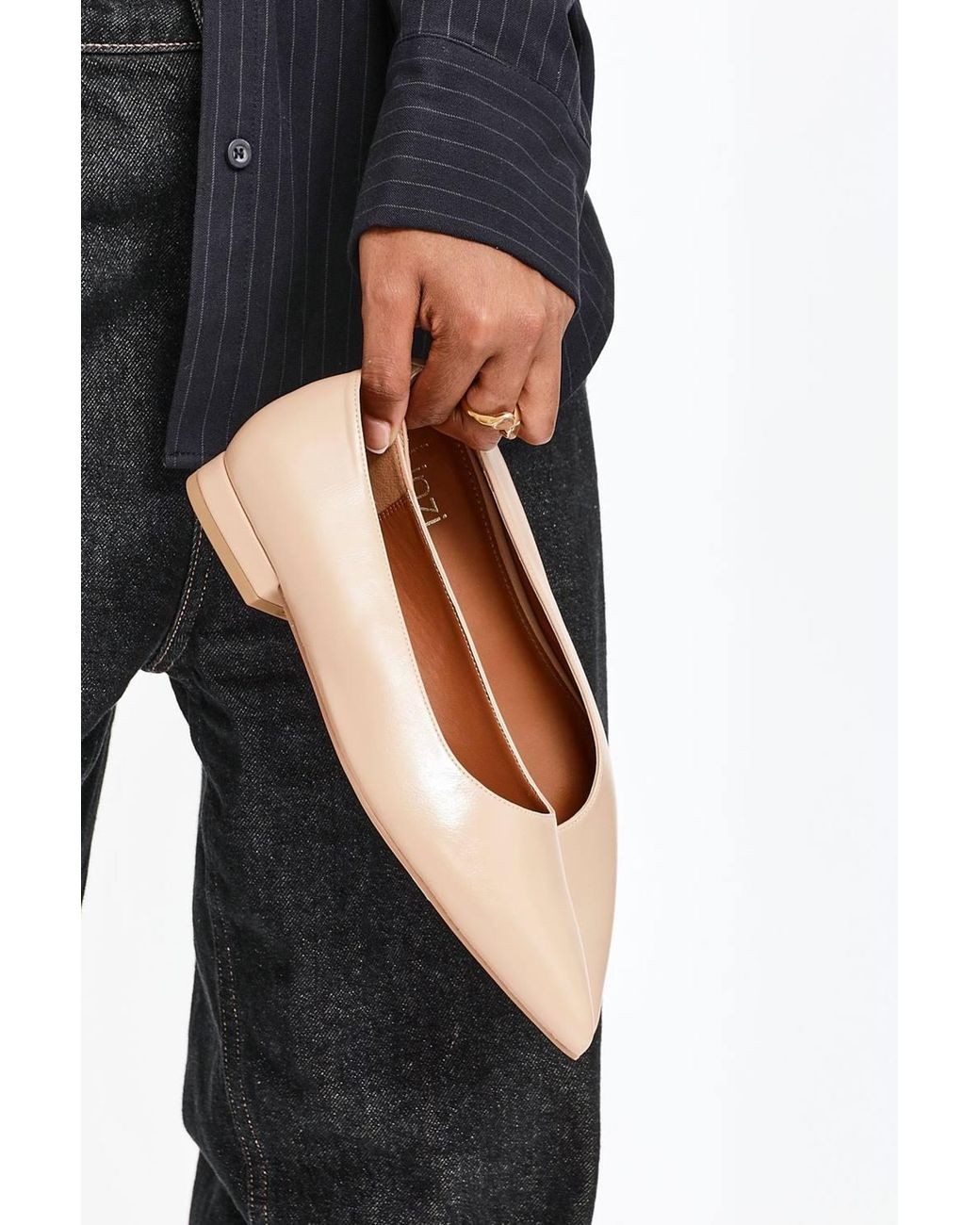 Linzi Natural Compete Wide Fit Nude Faux Leather Pumps