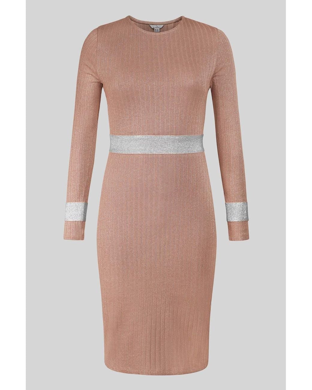 Enorsia Brown Lurex Jersey Midi Dress