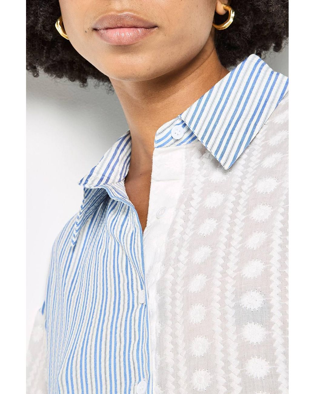 Apricot White Mix Stripe Shirt Mini Dress