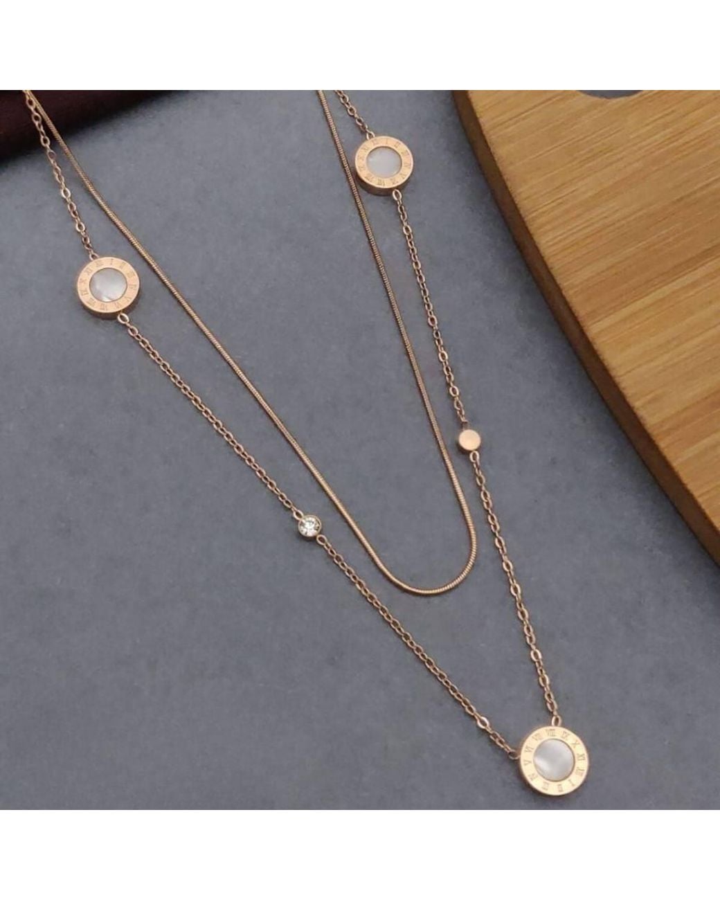 The Colourful Aura Natural Dual Layer Round Multi-String Roman Charm Necklace