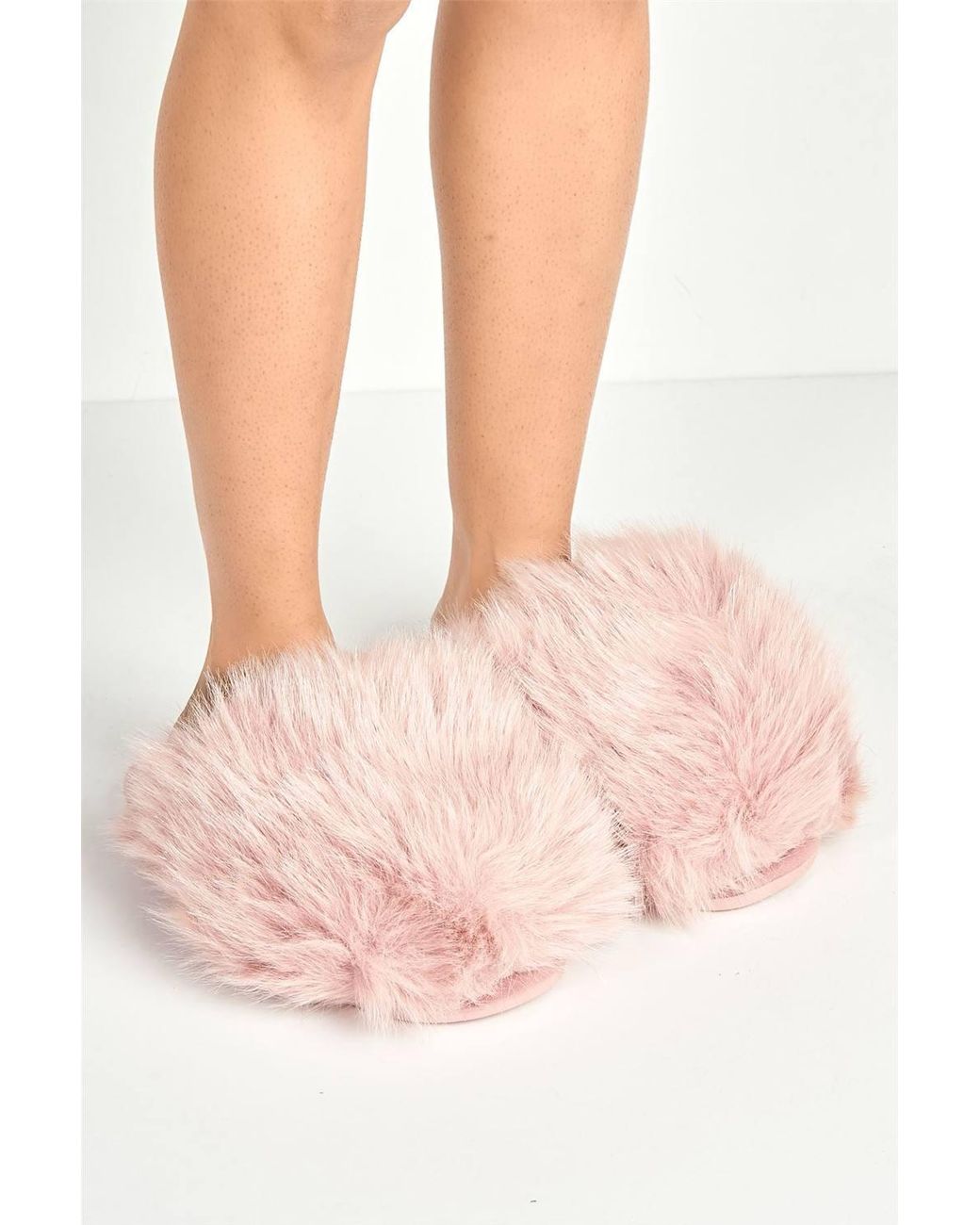 Miss Diva Natural Mimi Fluffy Flat Slippers