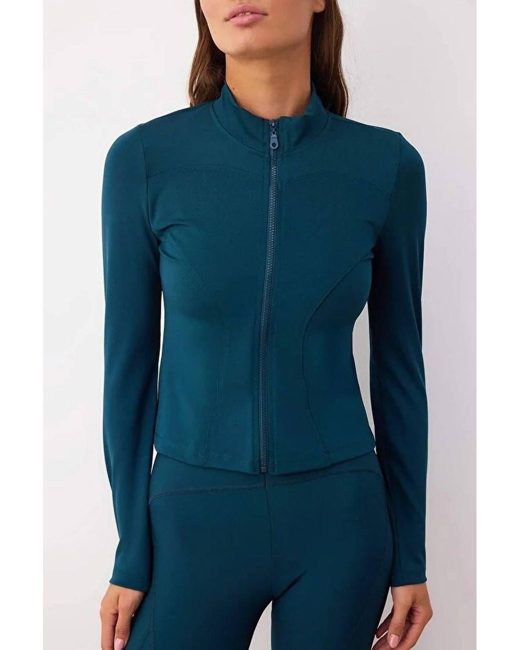 WOVCOR Blue Zip Up Stand Collar Fitted Sports Jacket W/ Contour Panels