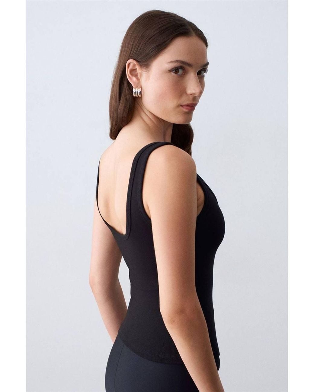 Dilvin Blue Slim Fit Sleeveless Jersey Cami Blouse