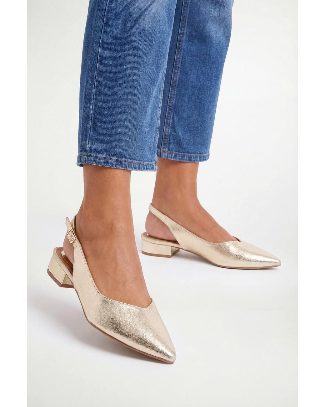 Wallis Blue Isla Faux Leather Slingback Pointed Flats