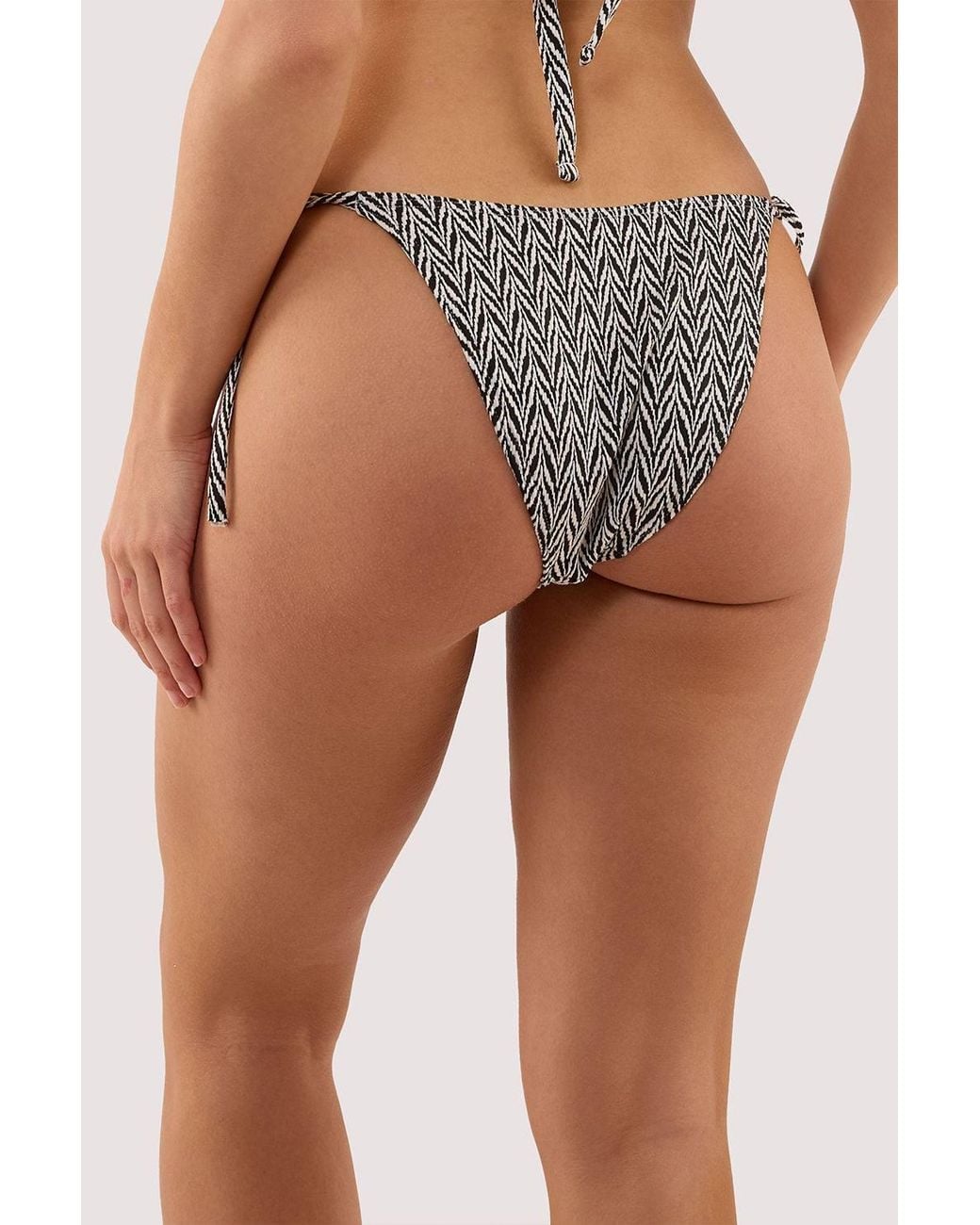 Wolf & Whistle Brown Misqua & Textured Tie Side Bikini Brief