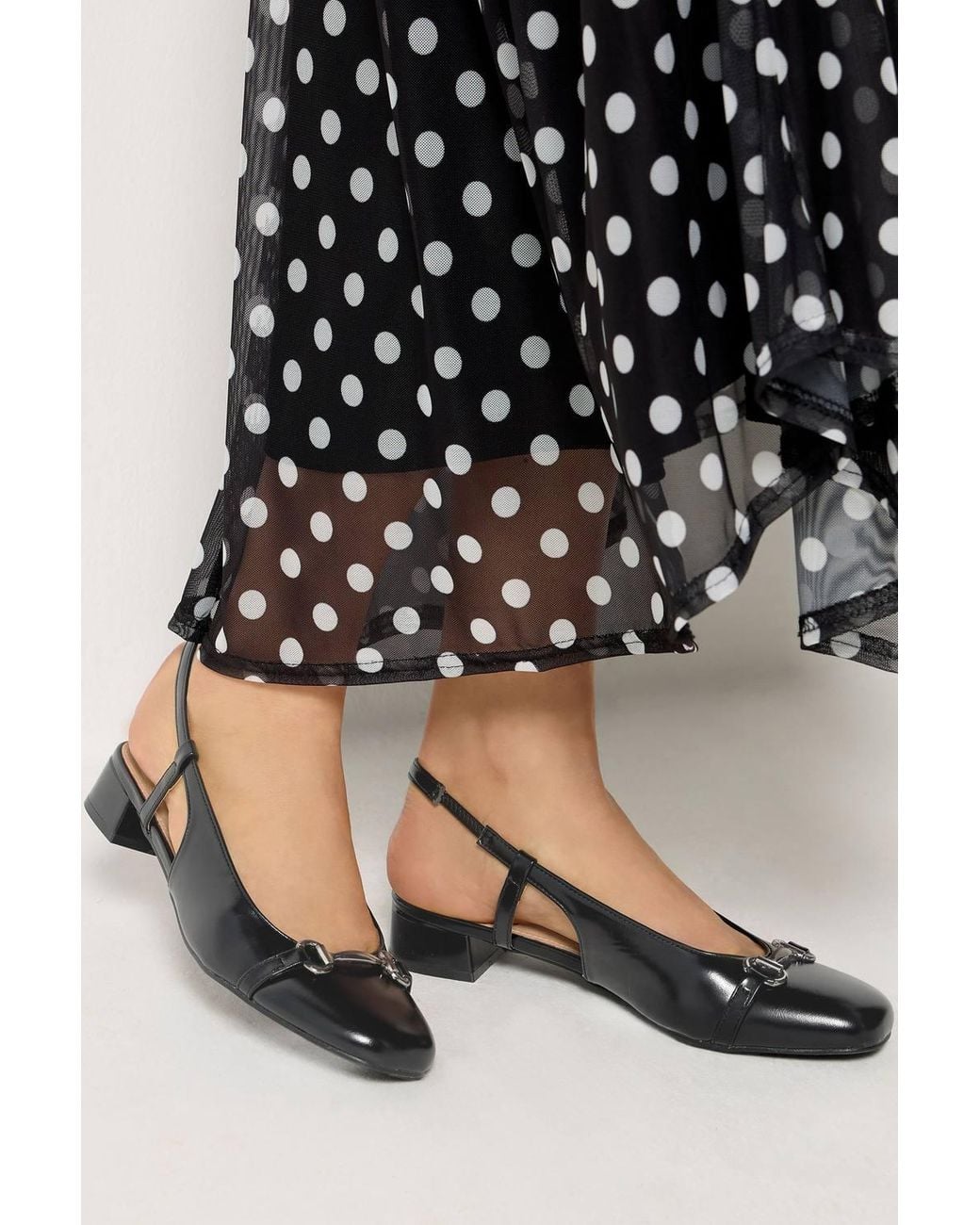 Long Tall Sally Black Snaffle Slingback Heel