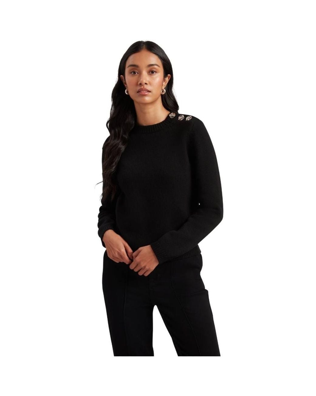 Ted Baker Black Janha Long Sleeve Crew Neck Sweater