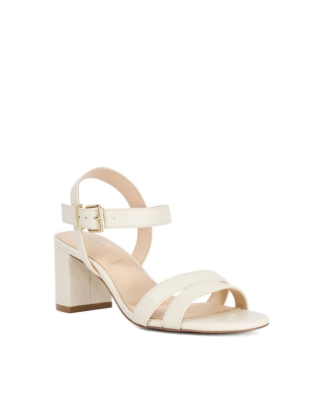 Dune White Wide Fit 'Merisa' Leather Sandals