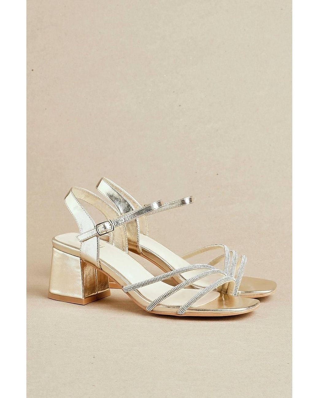Linzi Natural Mariah Wide Fit Diamante Heels