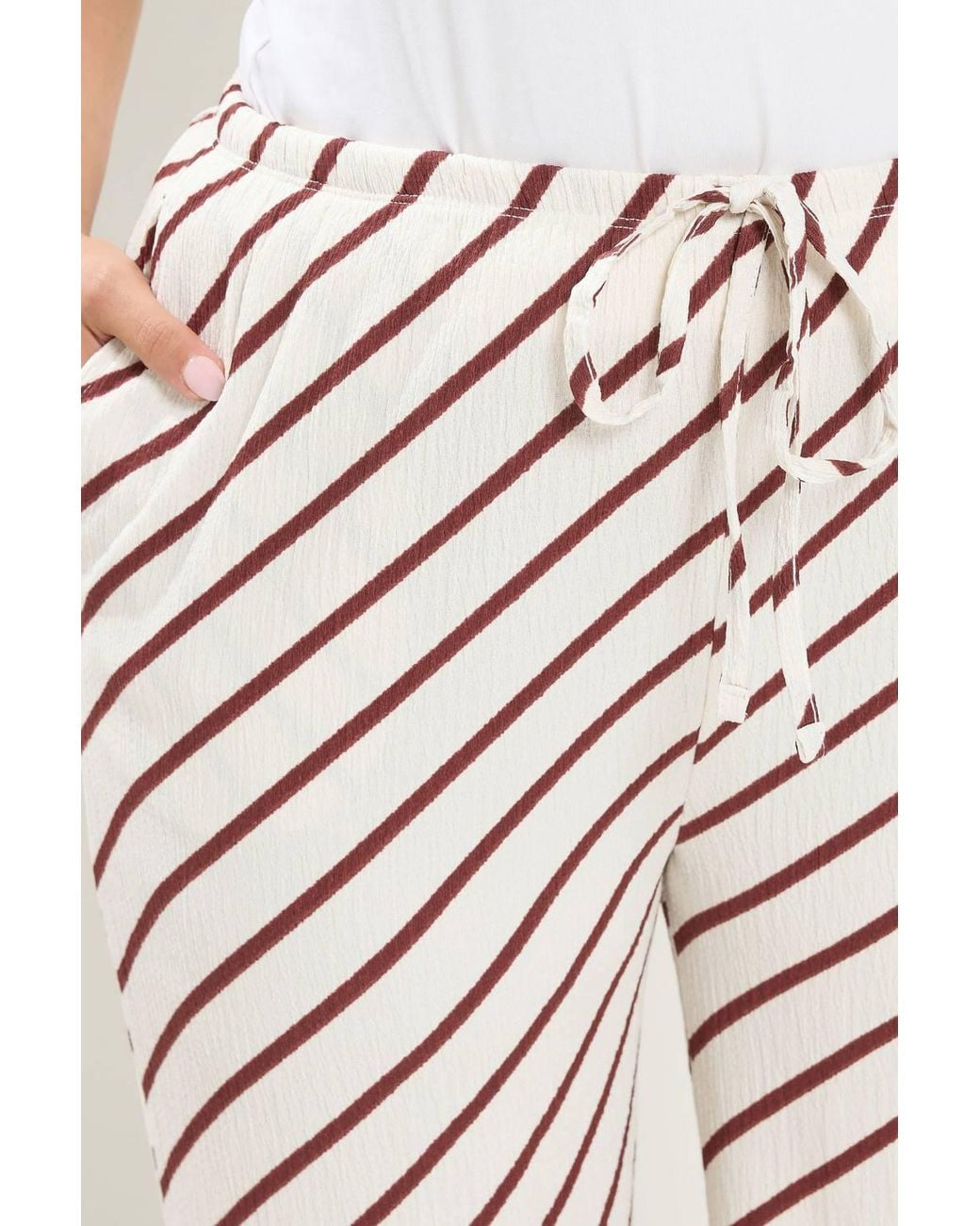 Yours Natural Stripe Wide Leg Trousers
