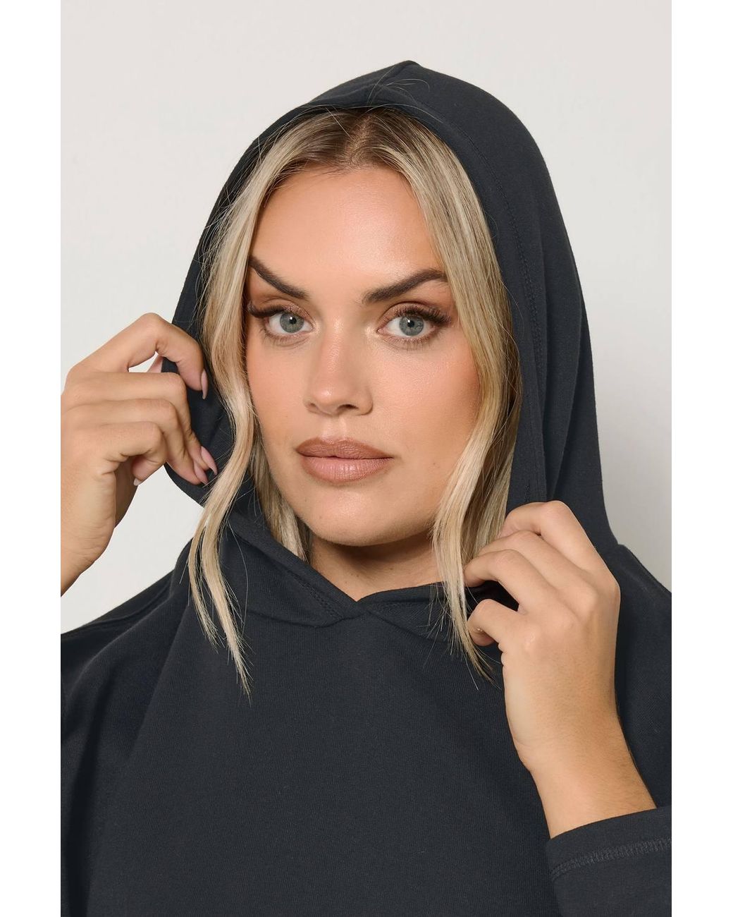 Yours Black Seam Detail Hoodie