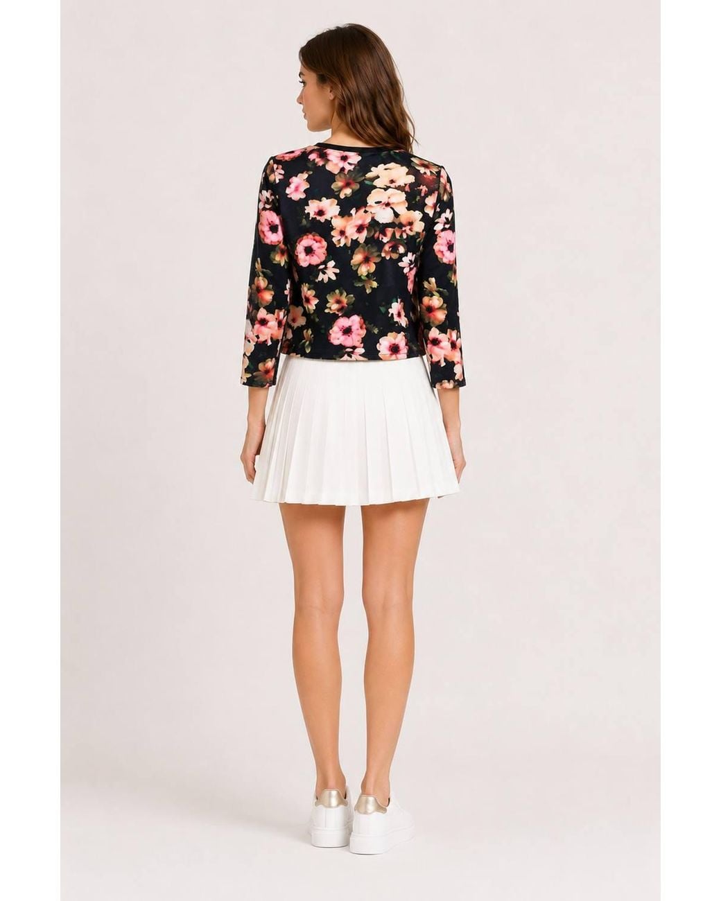 Cutie London Black Floral Print Boat Neck Long Sleeve Top