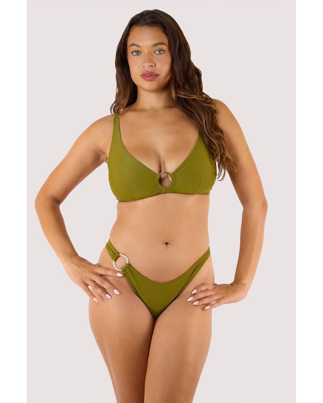 Wolf & Whistle Green Kalahari 'Bikini Brief W/ Ring'