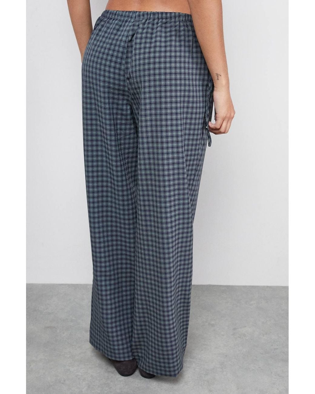 Warehouse Blue Flannel Mid Rise Tie Side Pocket Trouser