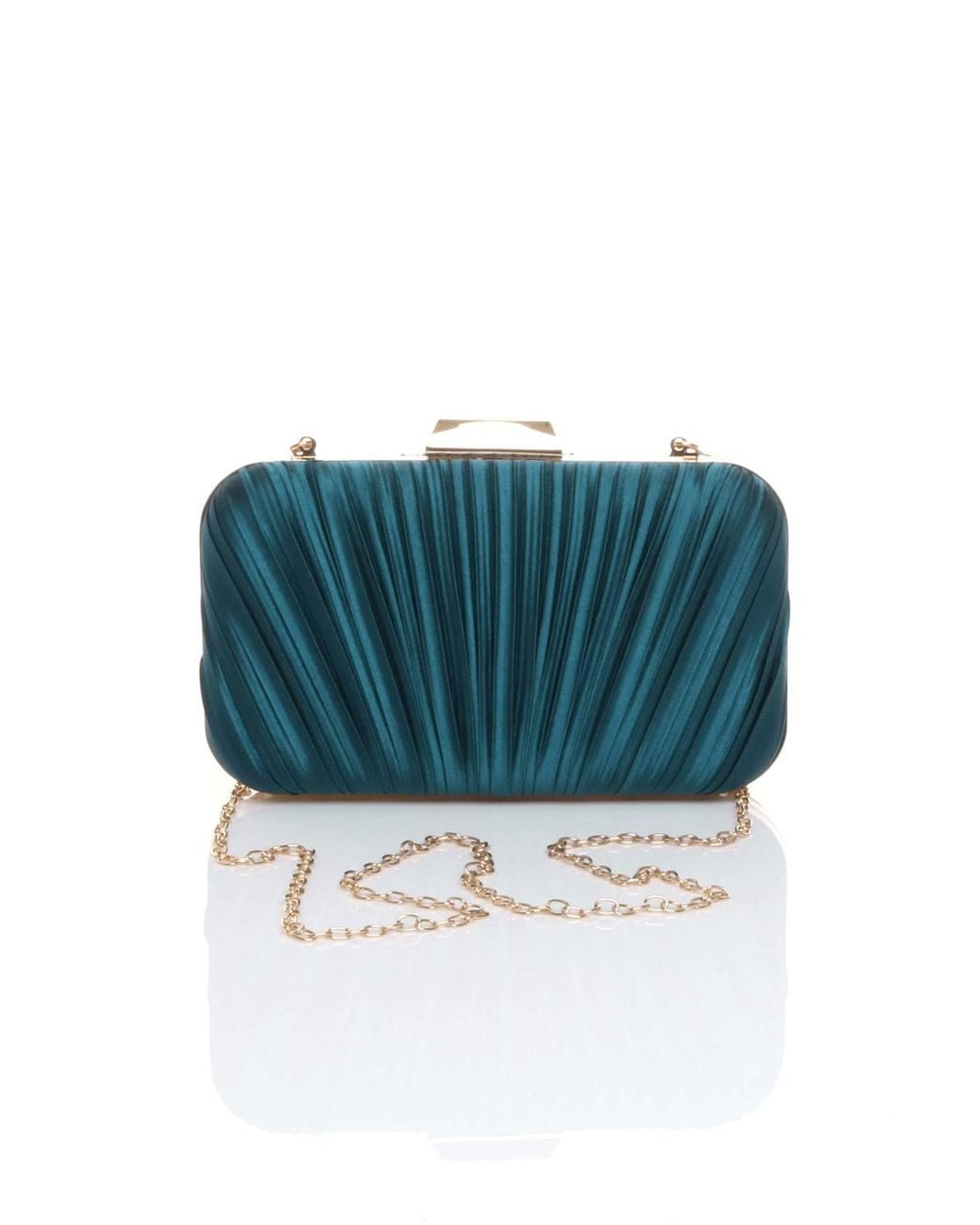 AJVANI Blue Evening Pleated Satin Bridal Wedding Prom Party Bag