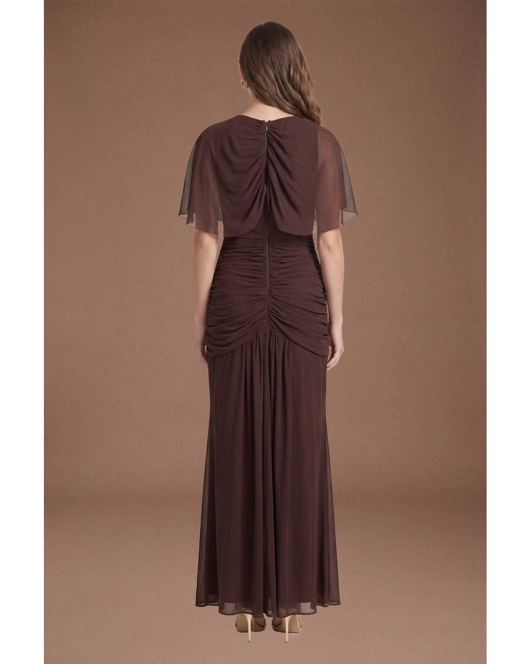 Coast Brown Twist Cape Sleeve Contour Collective Bridesmaid Dress