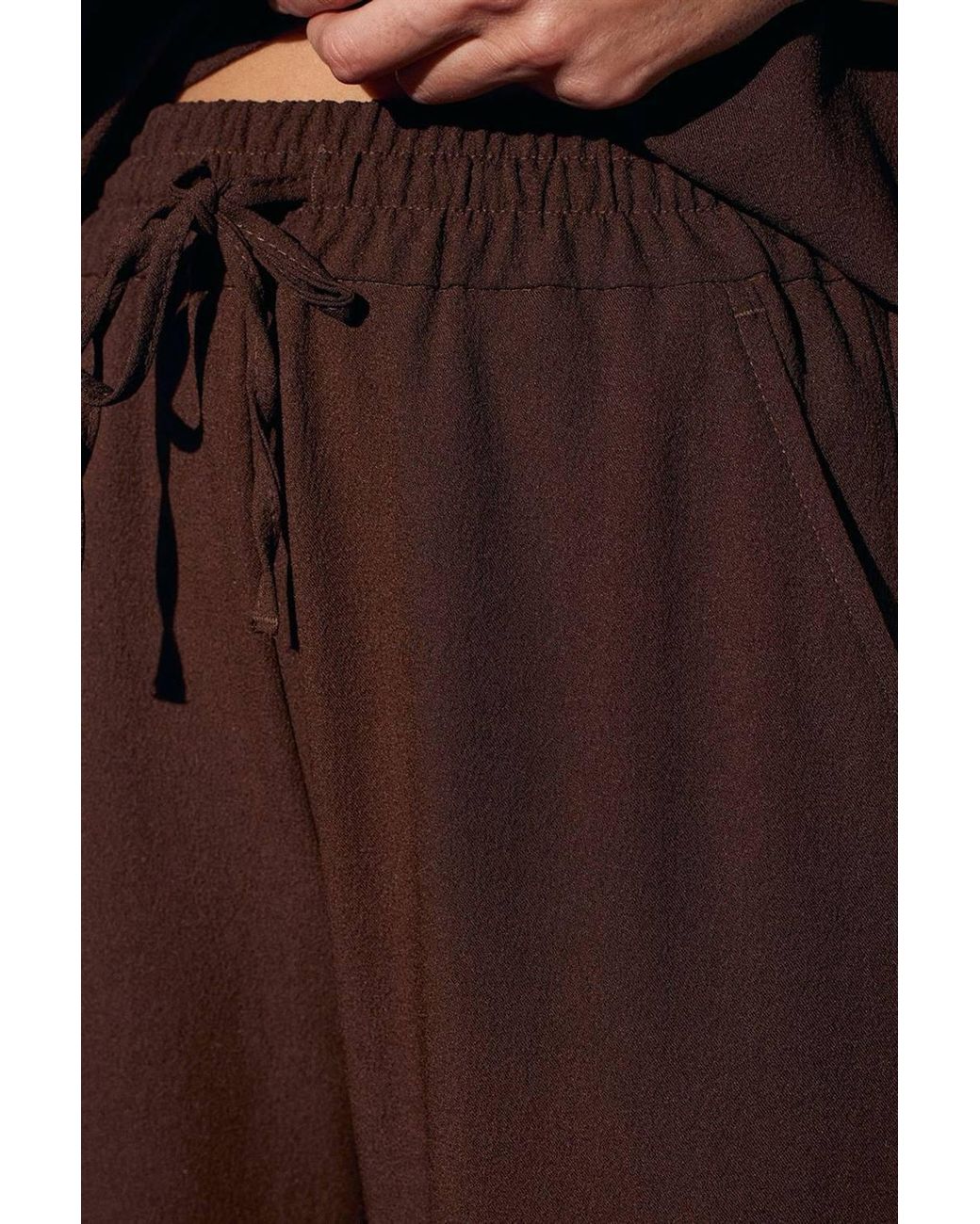 Dilvin Red Wide-Leg Crepe Trousers
