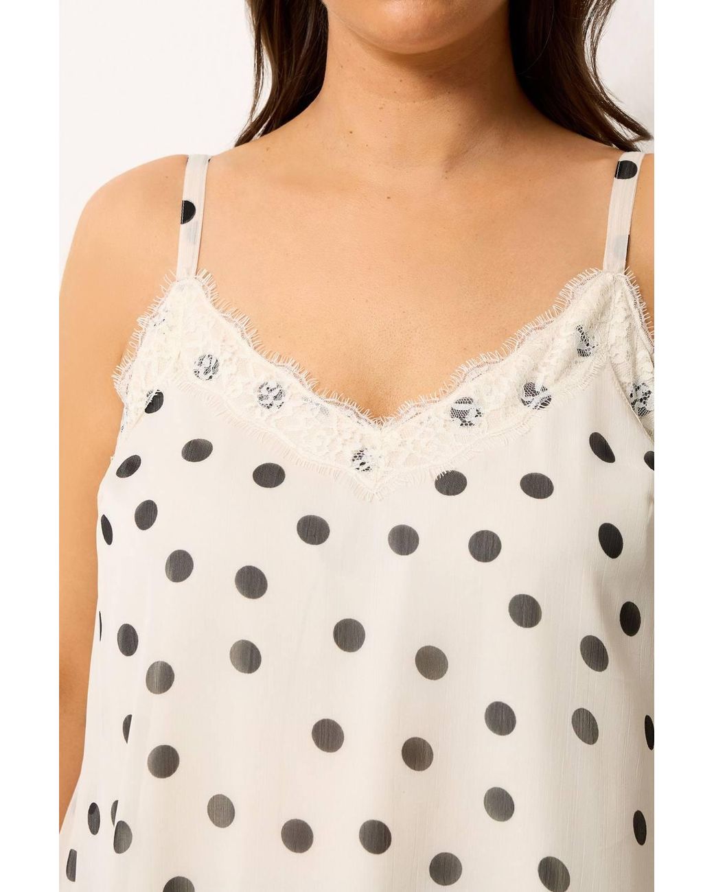 Yours White Polka Dot Lace Vest Top