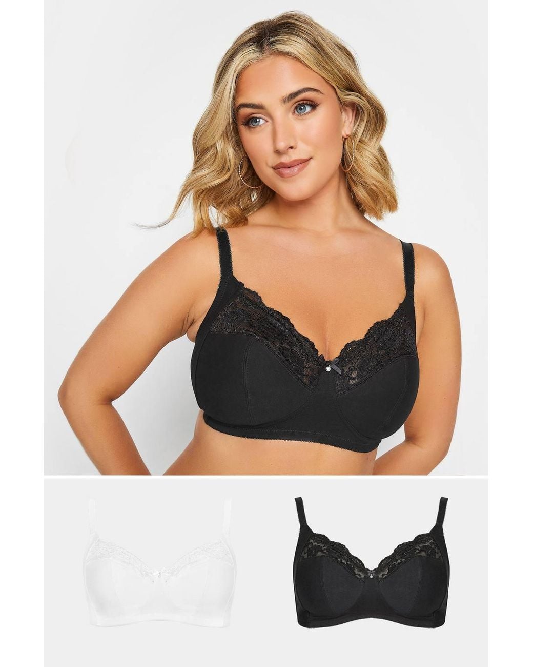 Yours Black 2 Pack Non-Wired Soft Cup Bras