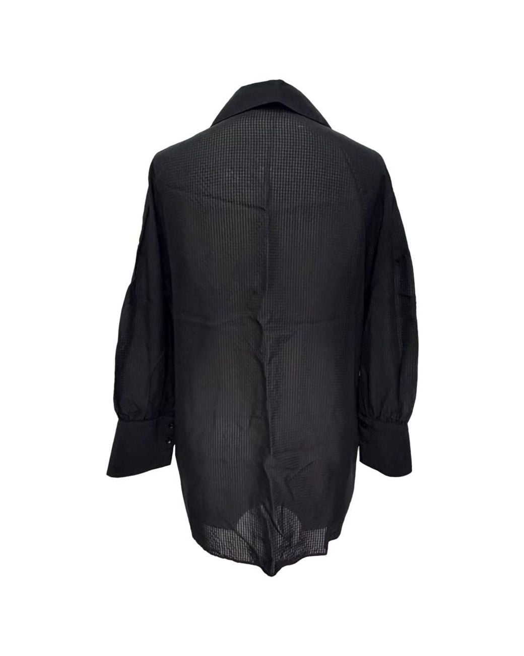 Anine Bing Black Preloved Textured Button-Down Shirt Viscose