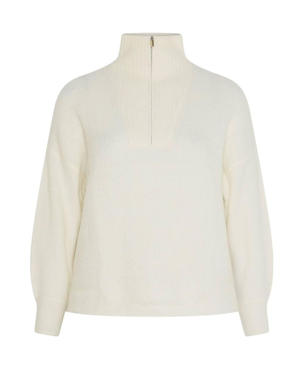 Yours White Zip Neck Knitted Jumper