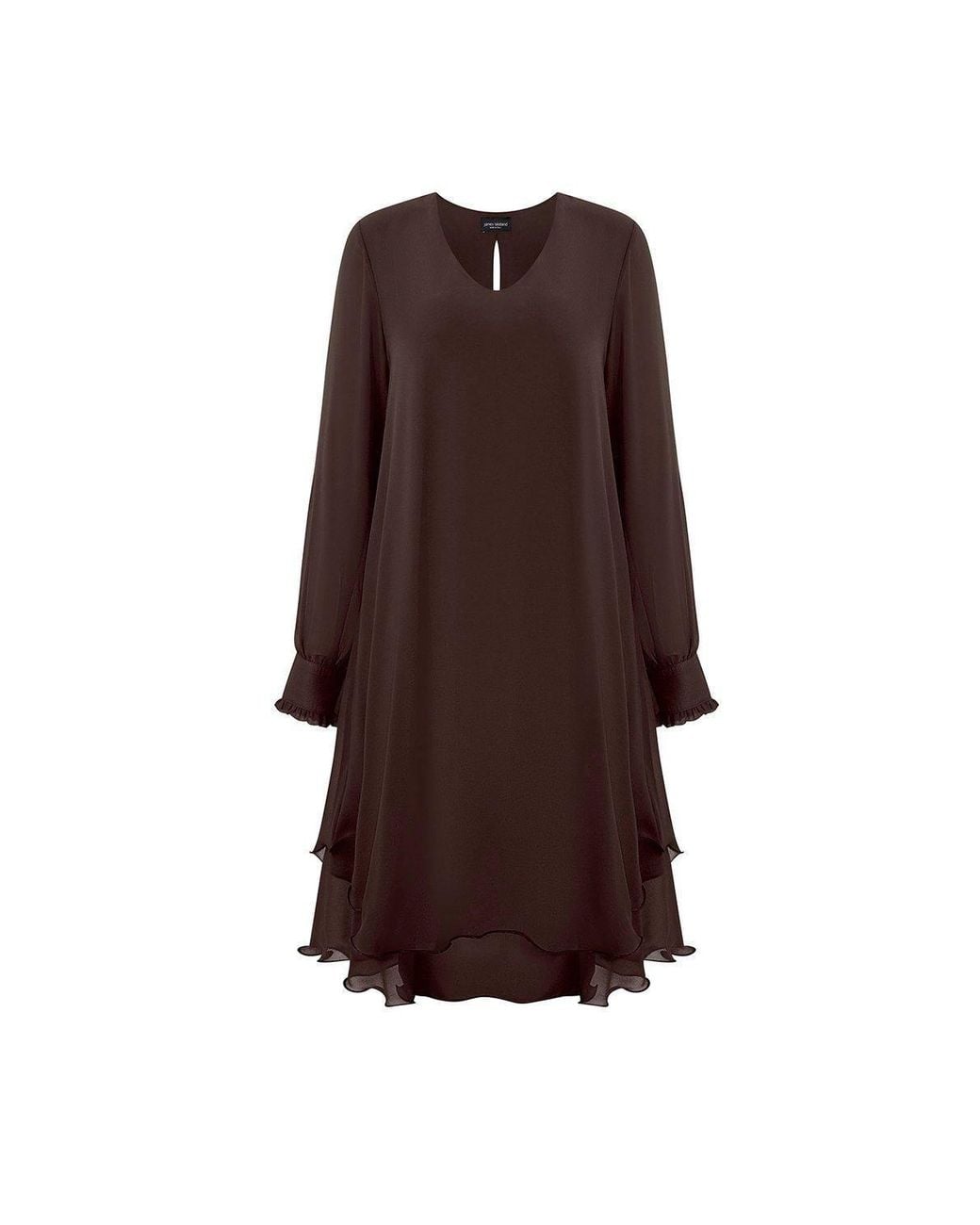 James Lakeland Brown Long Sleeve Wave Hem Dress