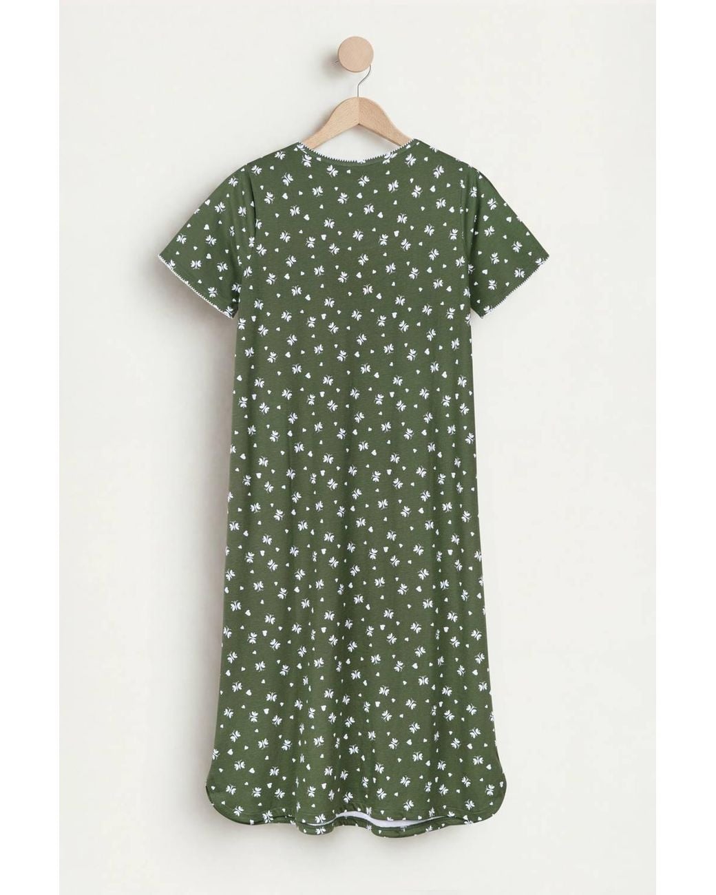 Enorsia Green Butterfly Printed Short Sleeves Nightdress