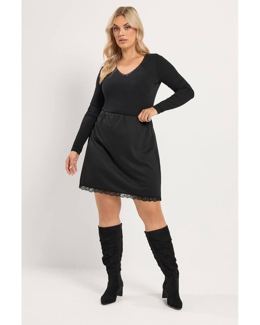Yours Black Lace Trim Mini Skirt