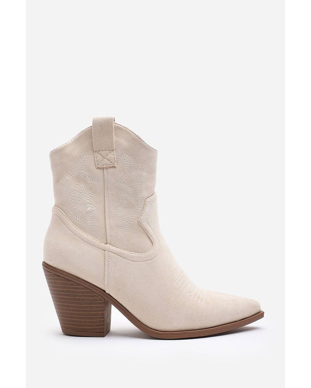 Where's That From Natural Seraphina Cowboy Boots Ankle Length Western Block Heel