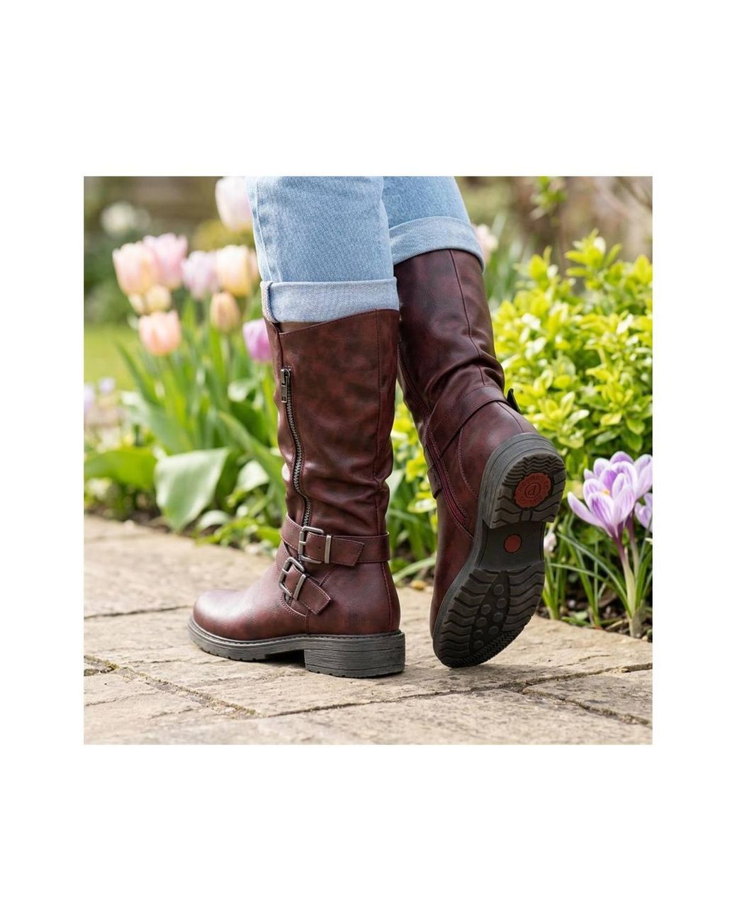 Pavers Brown Wide Fit Zip Fasten Slouch Boots