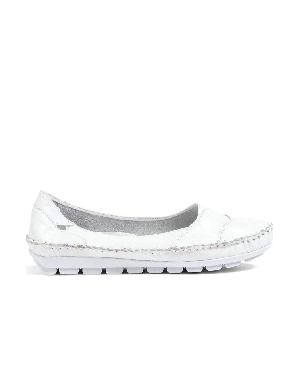 Pavers White Leather Slip-On Shoes