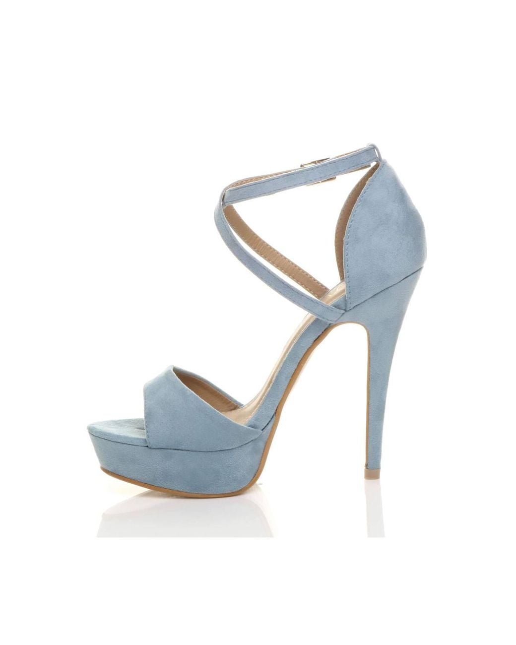 AJVANI Blue High Heel Crossed Straps Platform Sandals