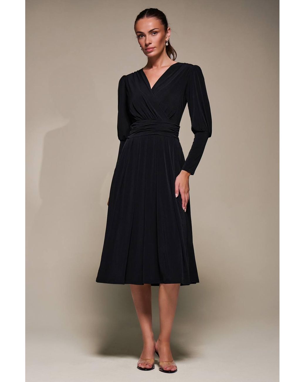 Jolie Moi Blue Puff Long Sleeve Jersey Midi Dress