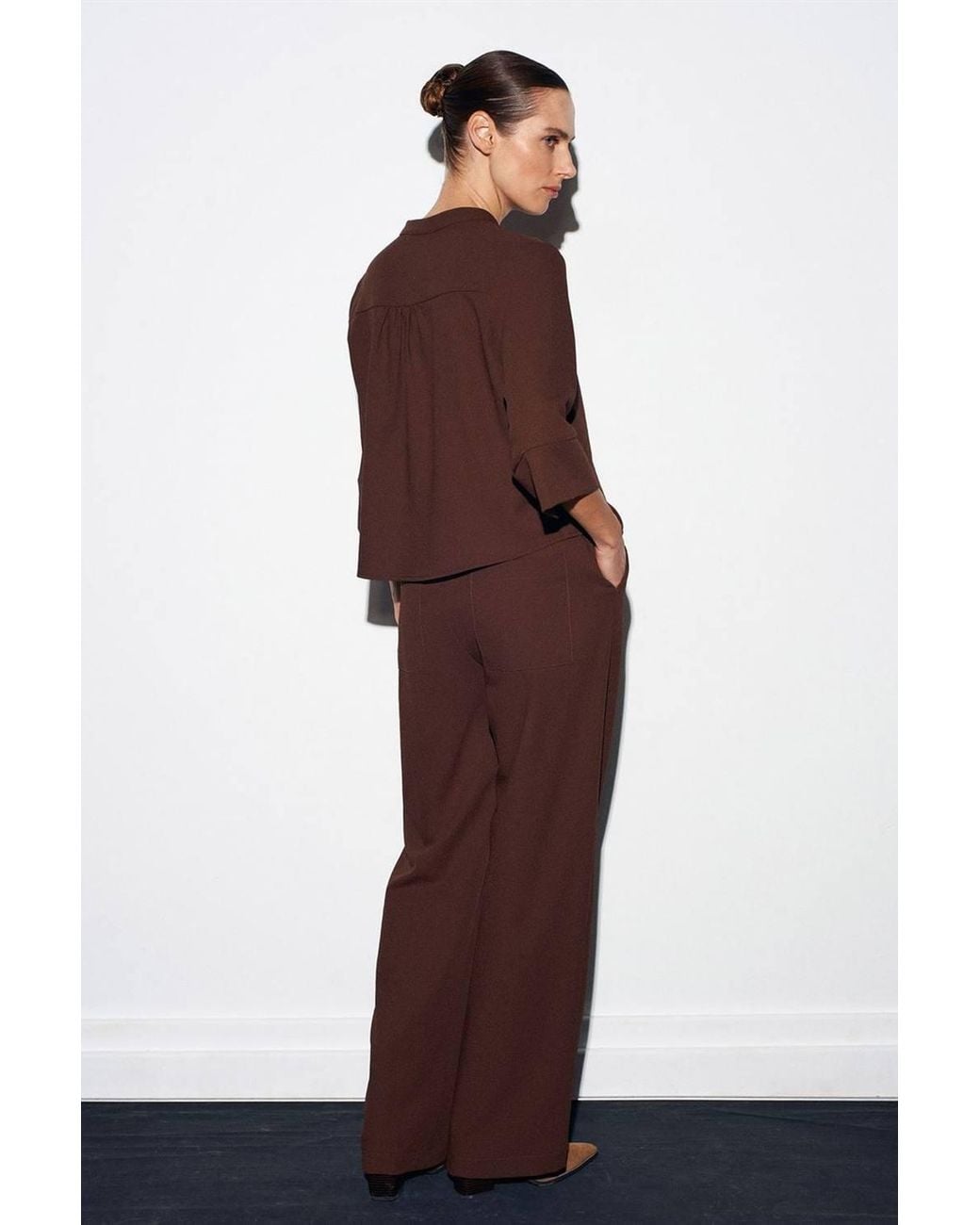 Dilvin Red Wide-Leg Crepe Trousers