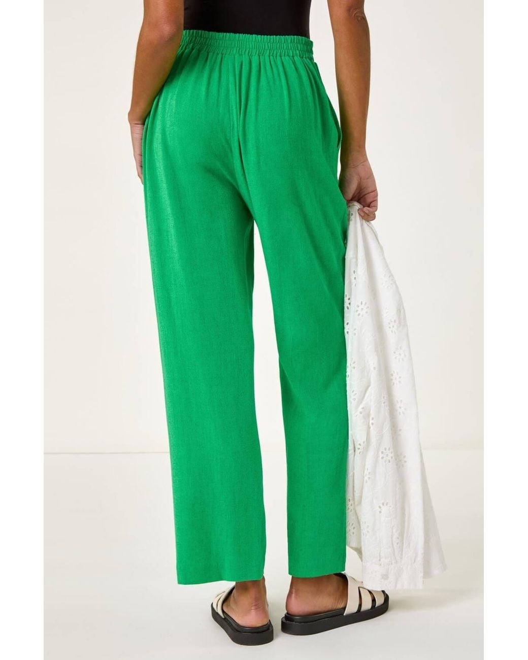 Roman Green Full Length Linen Trousers