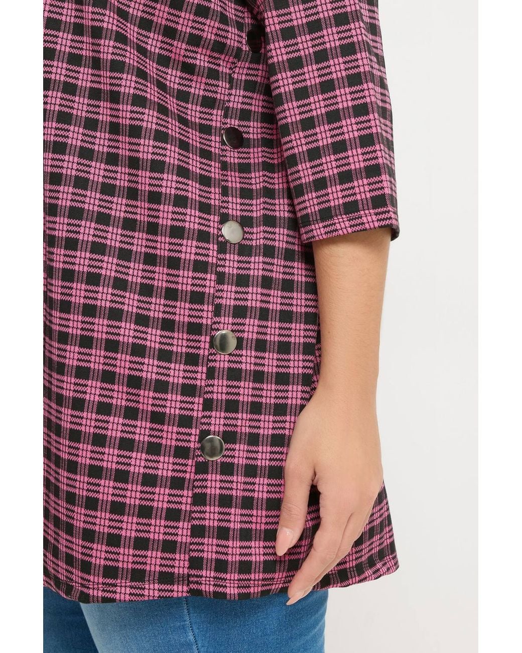 Yours Red Check Side Button Top