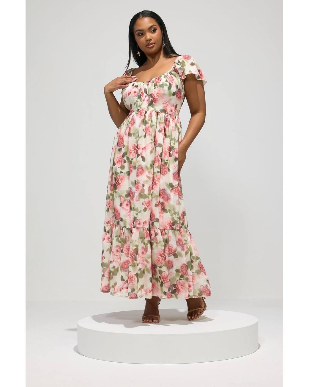 Yours White Floral Tiered Maxi Dress