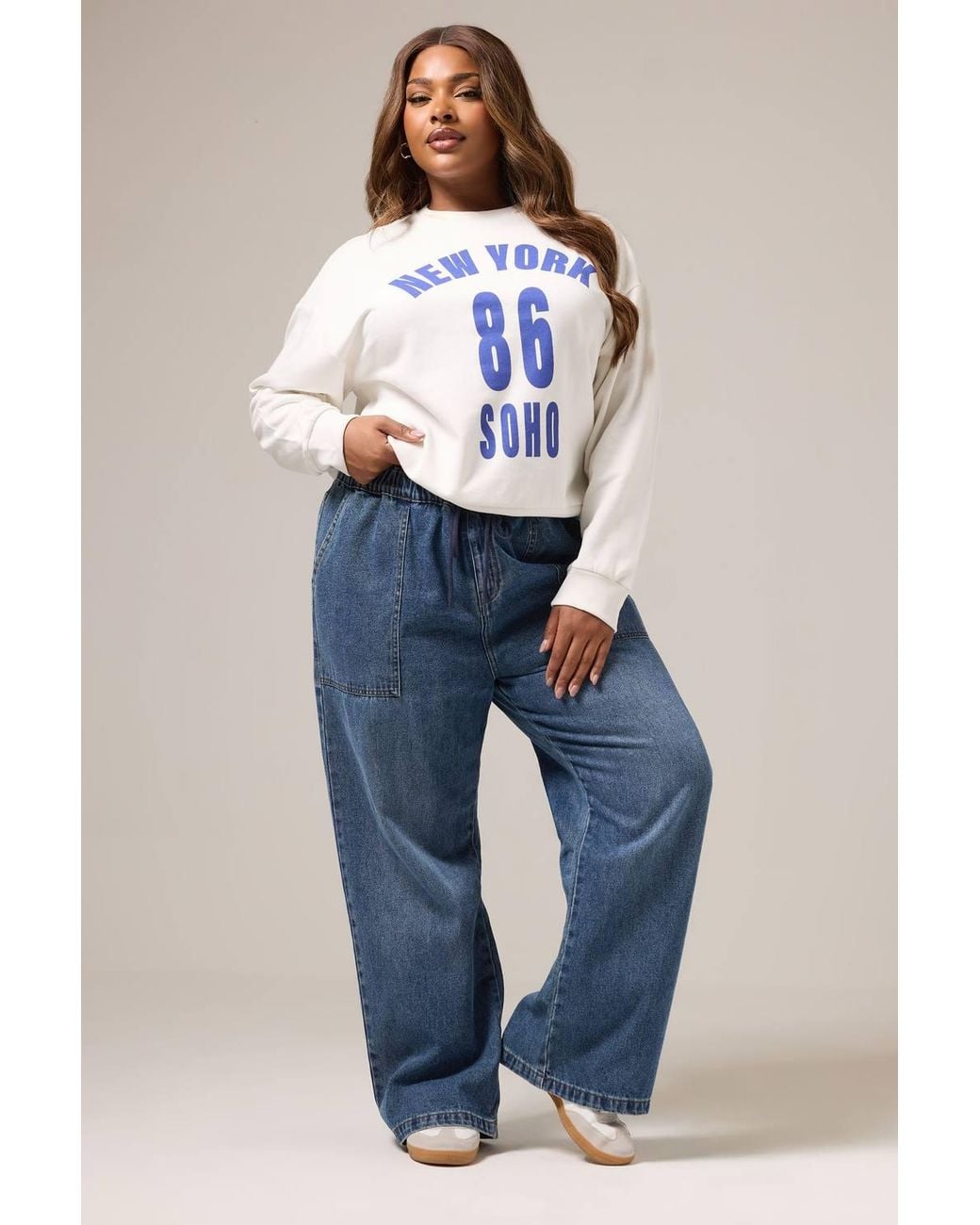 Yours Blue Tie Detail Denim Jeans