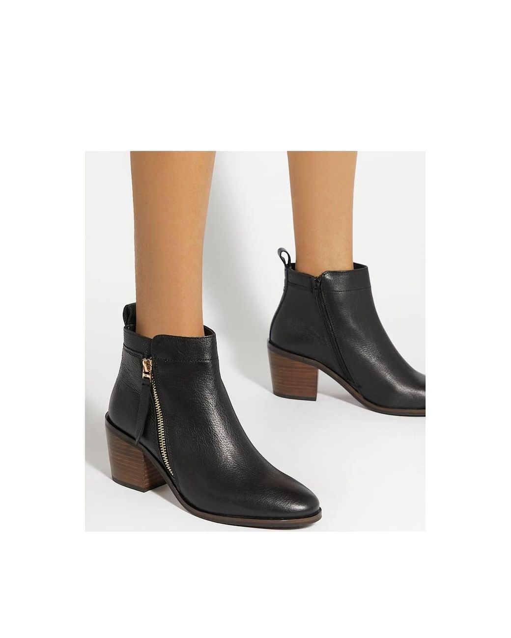 Dune Black Wide Fit 'Paicing' Leather Ankle Boots