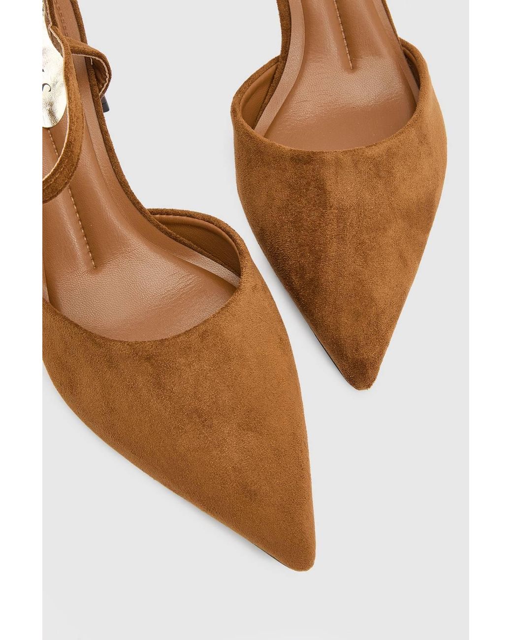 Wallis Natural Maya Faux Suede Ankle Strap Block Heel Court Shoes