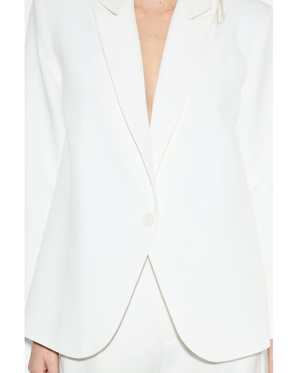 MissPap White Satin Scarf Detail Longline Blazer