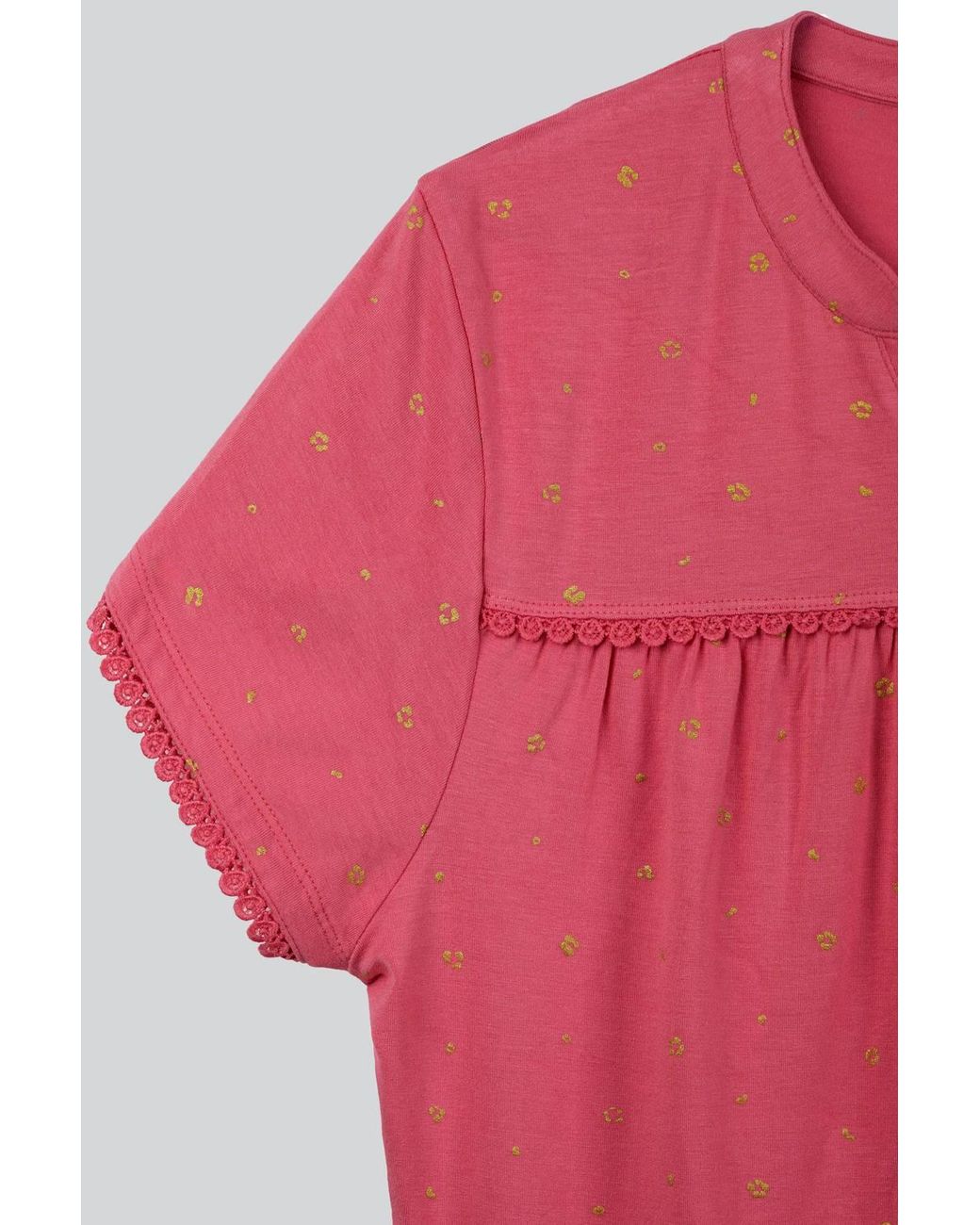 Enorsia Pink Golden Printed Cap Sleeve Jersey Tops