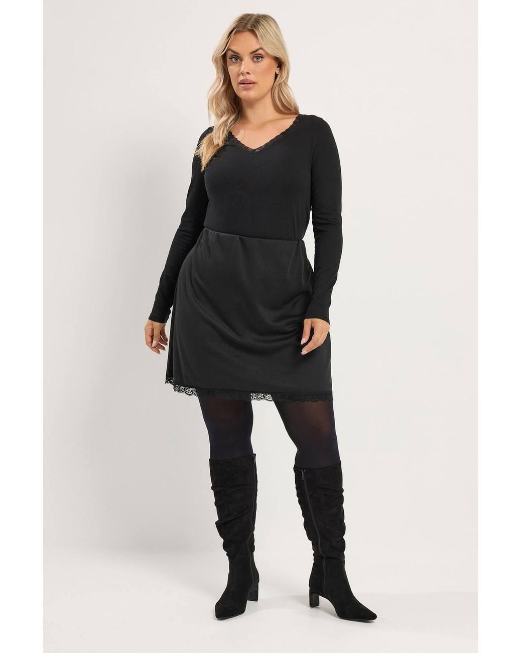 Yours Black Lace Trim Mini Skirt