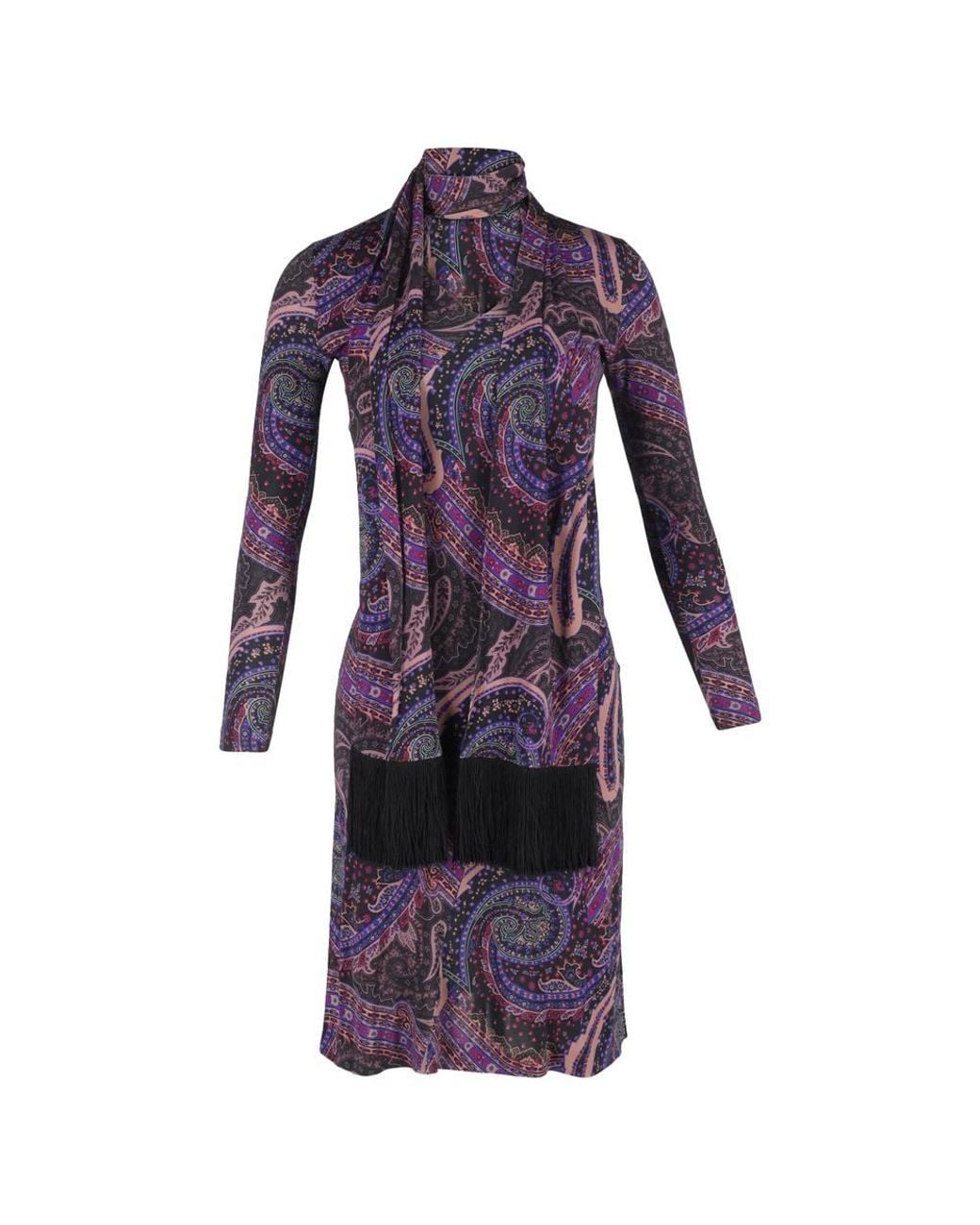 Etro Purple Preloved Paisley Print Dress W/ Scarf